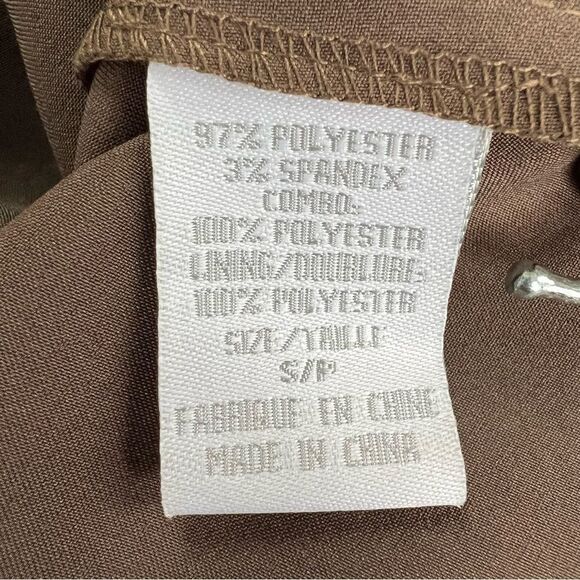 New Brown Satin Beige Chiffon Beaded Neckline Sleeveless Sheath Dress. - Picture 10 of 11